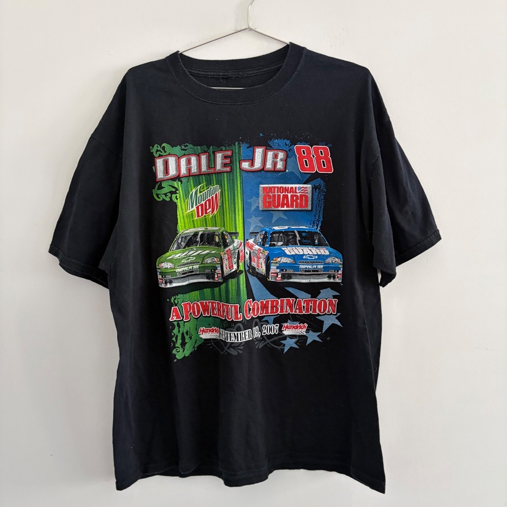 Dale Earnhardt Jr 88 NASCAR T-Shirt Mountain Dew National Guard Black XL
